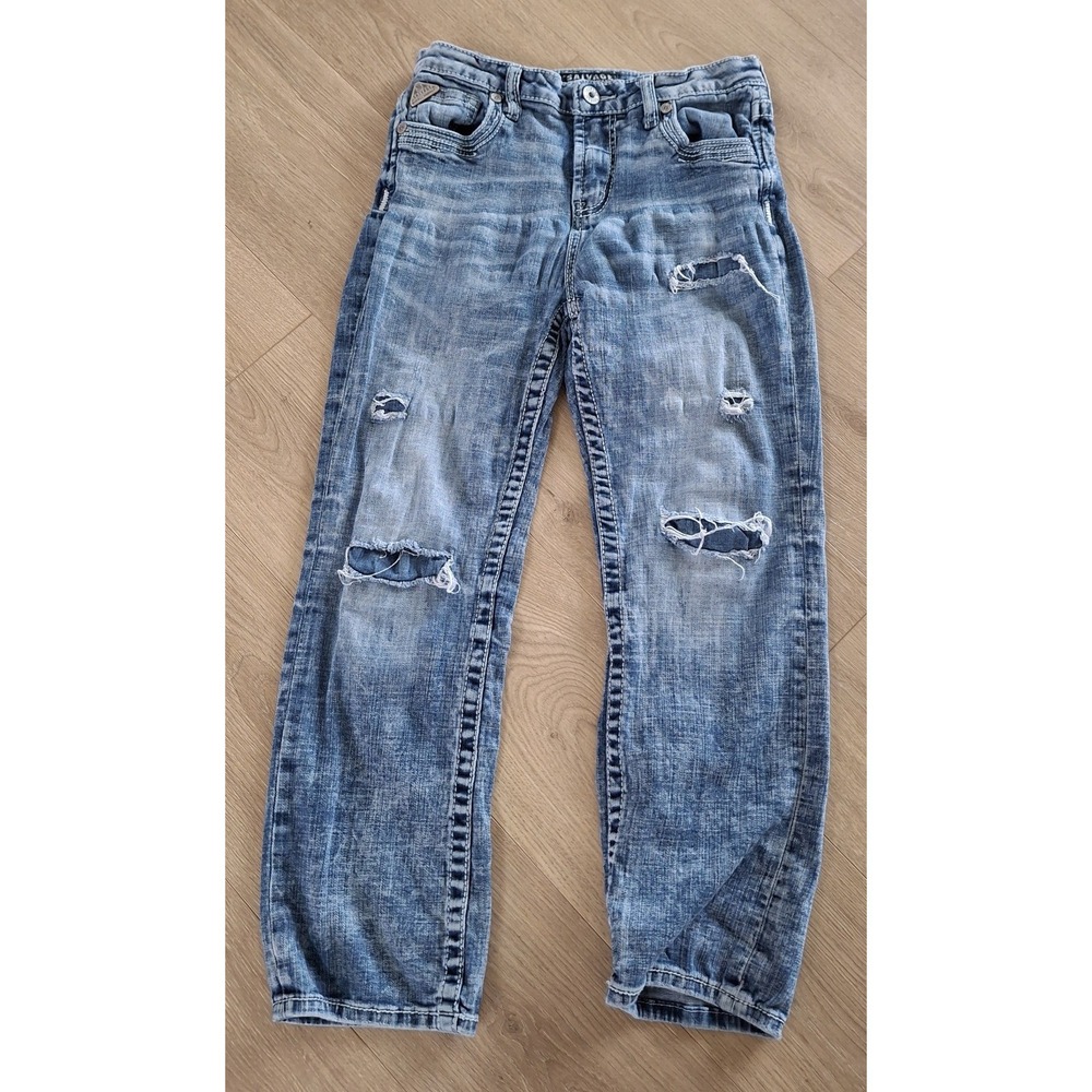 Salvage Supply Co Jeans Boys 12R Blue Denim Madness Straight Leg Distressed